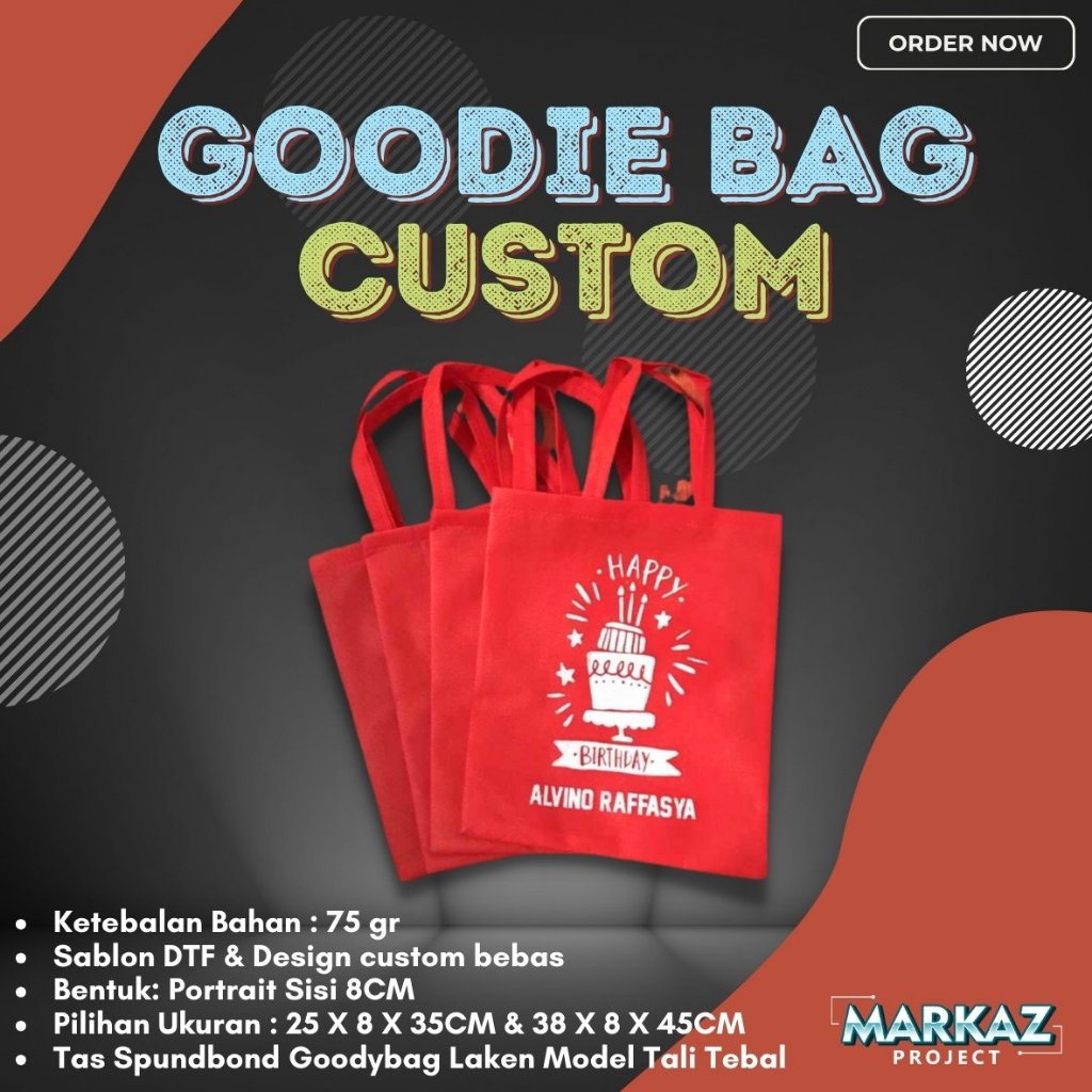 

Tas Ultah/ HAJATAN / Tas Spunbond / goodie bag Custom Sablon DTF