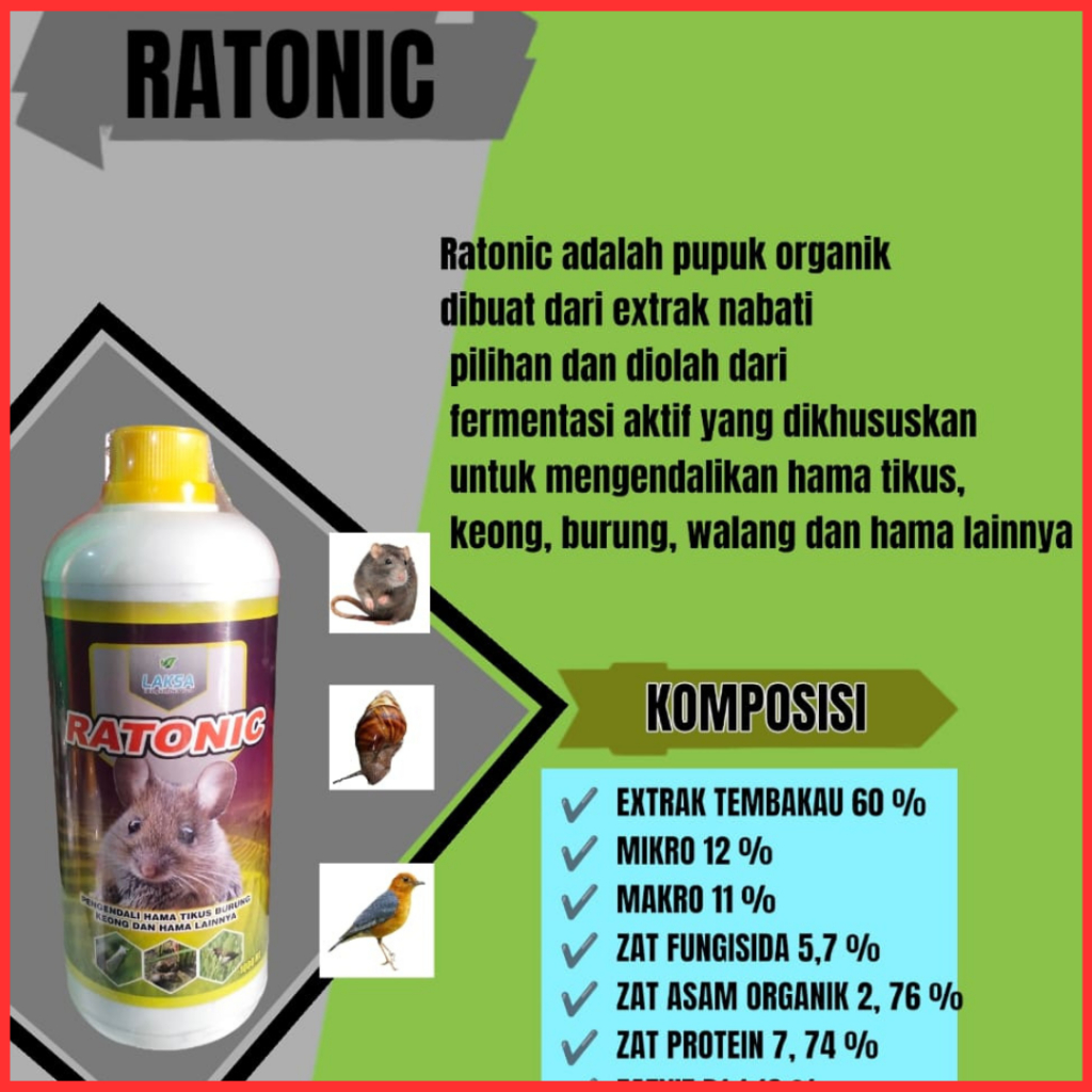 RATONIC Pengendali Hama Burung dan Tikus racun tikus cair 500ml