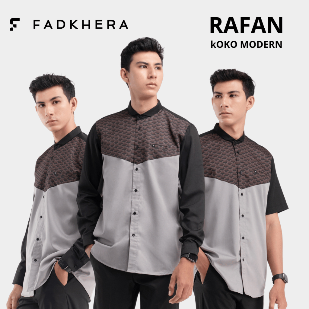 Kemeja Kemko Rafan Short Long Fadkhera Baju Koko Pria Lengan Pendek Panjang Berkualitas Modern Kemej