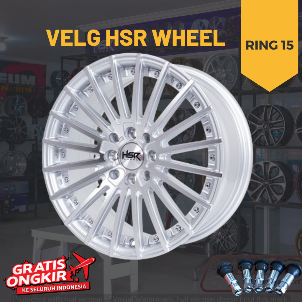 Velg mobil Warna Silver Polis cocok untuk mobil sedan dll Ring 15 Lebar 65 lubang 4x100 dan 4x114,3