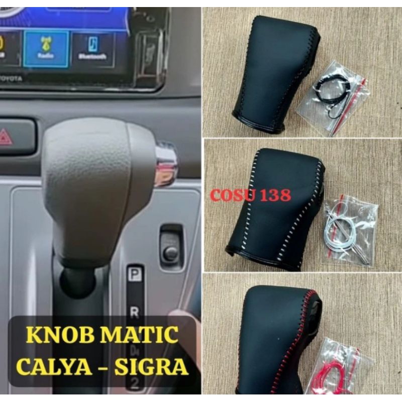 Cover Sarung Shift Knob Tuas Transmisi Matic Toyota Calya Sigra Kulit Asli