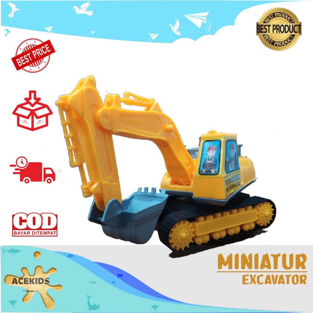 Acekids Mainan Anak Miniatur Excavator Alat Berat Murah Mini Excavator Mobil Penggali - 0684