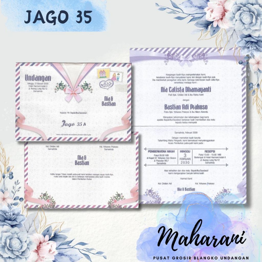 Blangko undangan atau kertas undangan pernikahan merek JAGO 35 dengan bahan kertas BC premium dengan