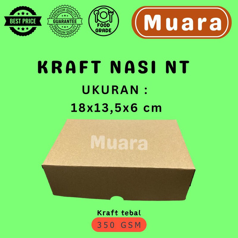 

Dos Kraft NT Kardus Box Kotak Nasi Tanpa Laminasi / Kue Kraft NT Ukuran 18x13.5x6Cm