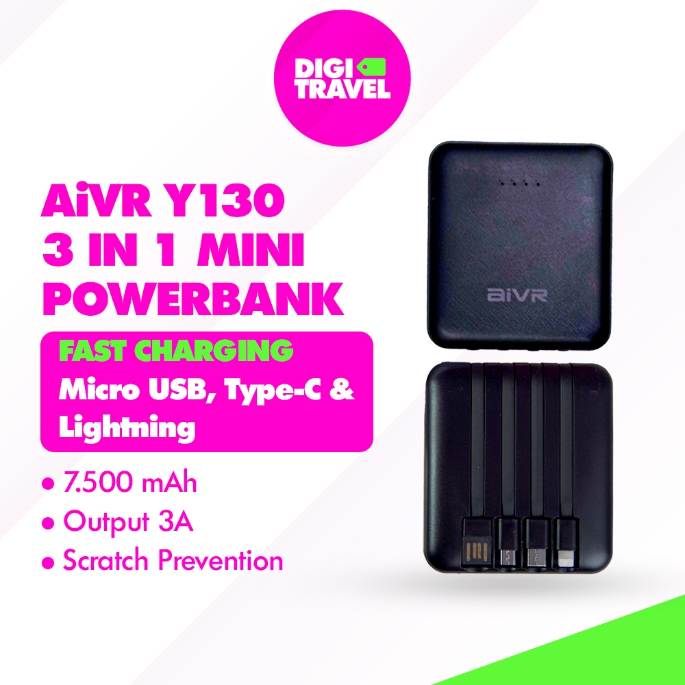 DIGI TRAVEL Powerbank Travel Mini | Powerbank Mini 7500mAh 3in1 | Powerbank | Fast Charging