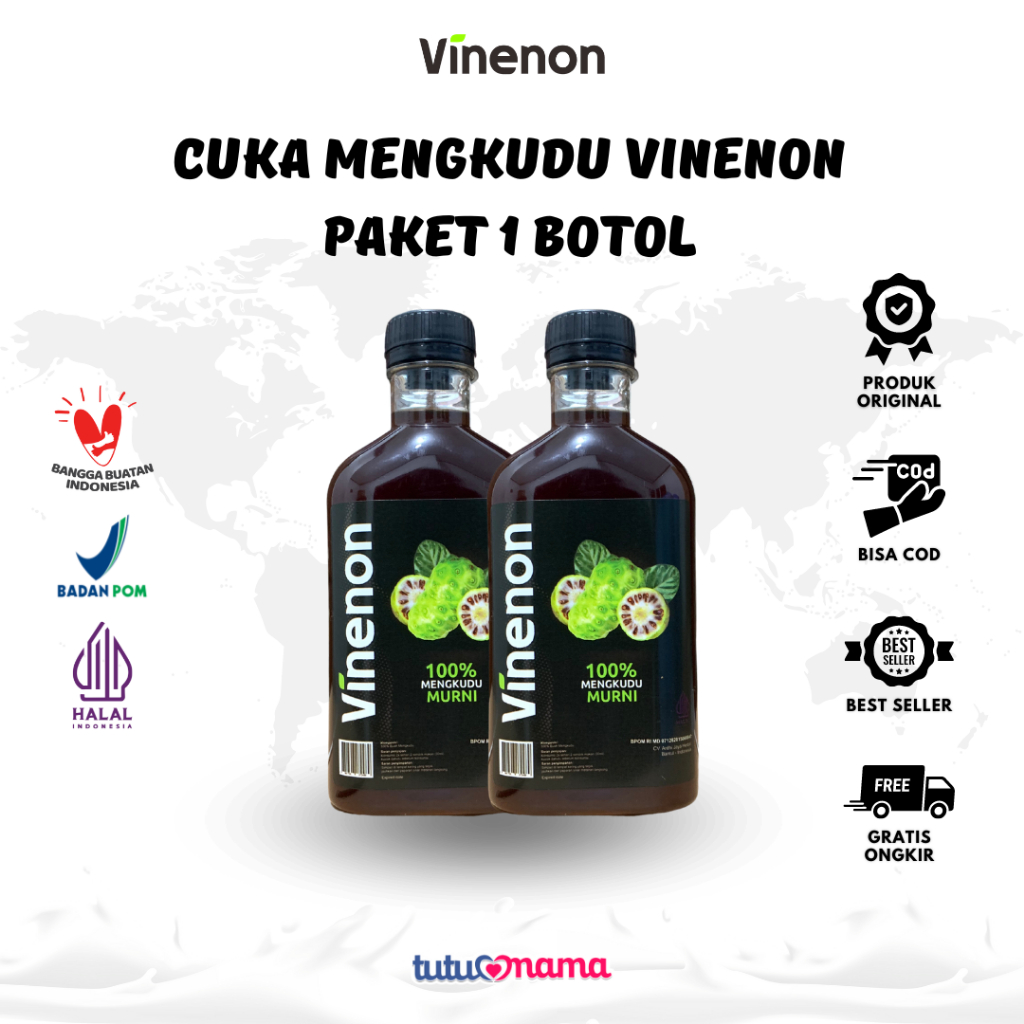 

VINENON - Paket 2 Botol - Cuka Mengkudu 100% Original - Sari Mengkudu Asli - Herbal Untuk Batu Ginjal Paling Ampuh - Fermentasi Mengkudu untuk Diabetes - CUka Mengkudu Untuk Asam Urat dan Kolesterol - Isi 300 ml - Halal MUI - BPOM