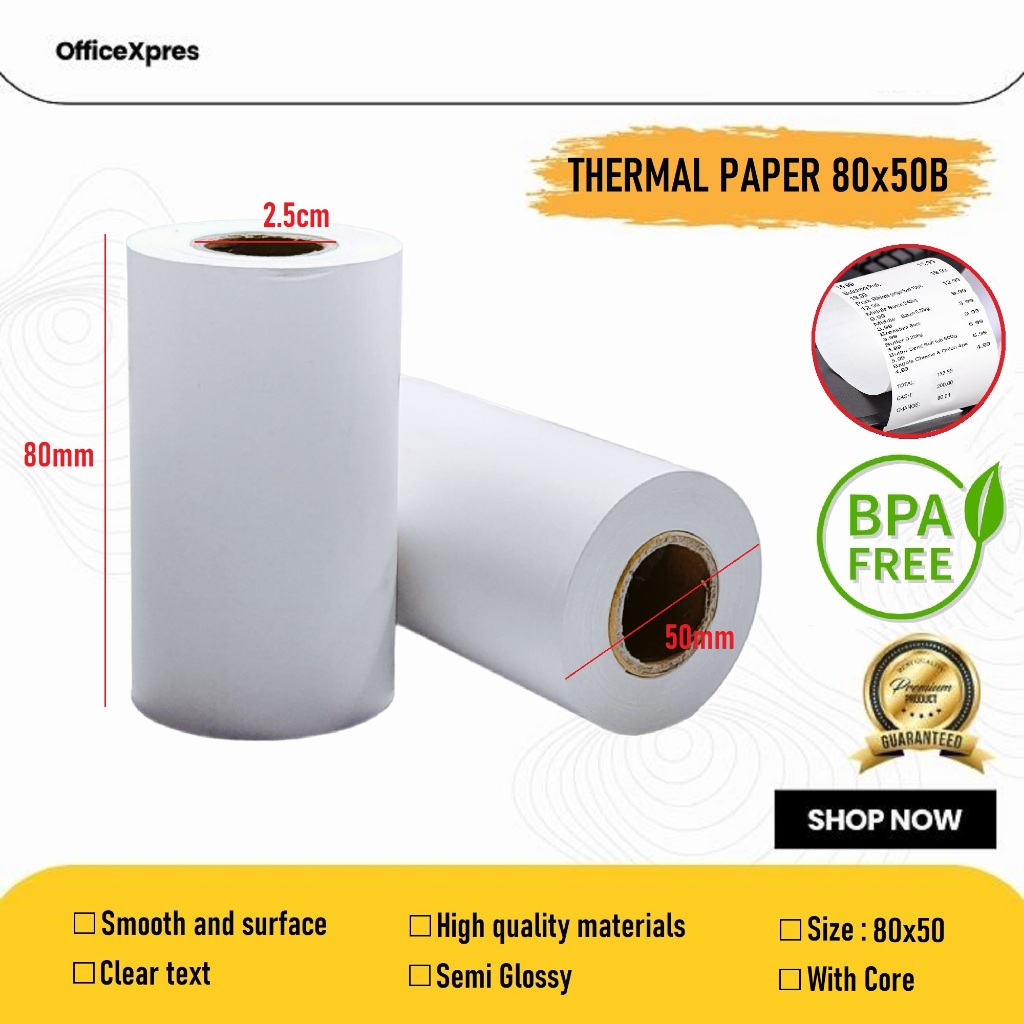 

Thermal Paper 80x50B / Kertas Struk Roll / Kertas Thermal Roll 80 x 50 / Kertas SPBU / Kertas Roll / Paper Roll