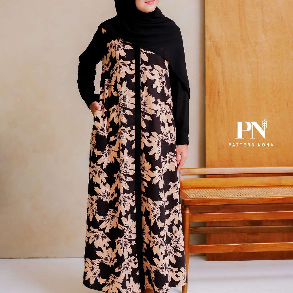 Pattern Nona - Gamis Dress Panjang Katun Premium