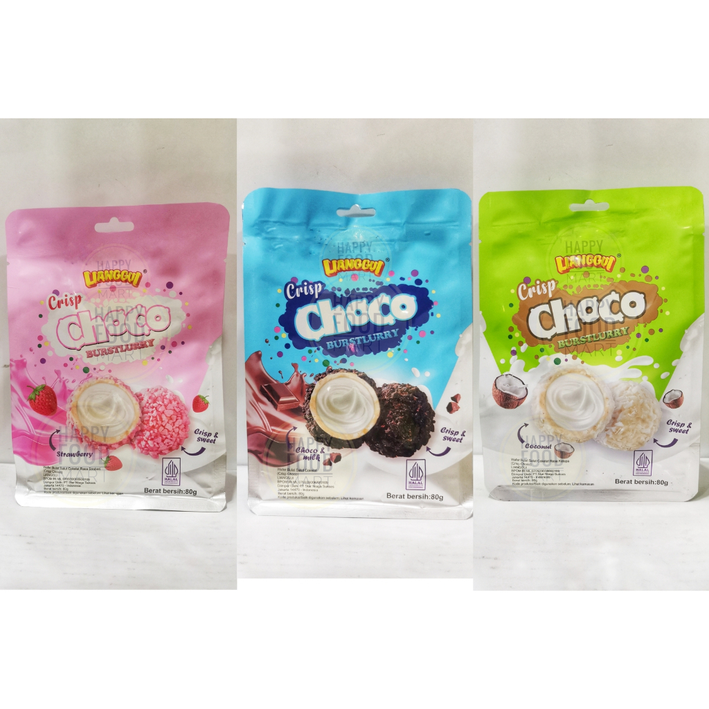 

[HALAL] LIANGGUI CRISP CHOCO BURSTLURRY 80 GRAM/LIANG GUI CRISPY CHOCO/WAFER BULAT SALUT COKLAT/COKELAT KELAPA/STRAWBERRY/STROBERI/COCONUT/LAVA MINI CHOCO BALL