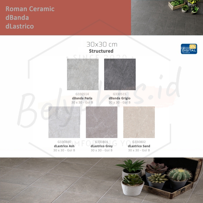 Keramik Roman 30x30 | dBanda dLastrico | Keramik Lantai Structured