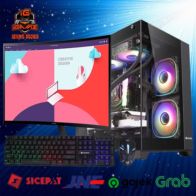 Full SET PC GAMING AMD Ryzen 7 5700X/DDR4 32GB/RTX 3060 12GB/Monitor 27" Siap Pakai