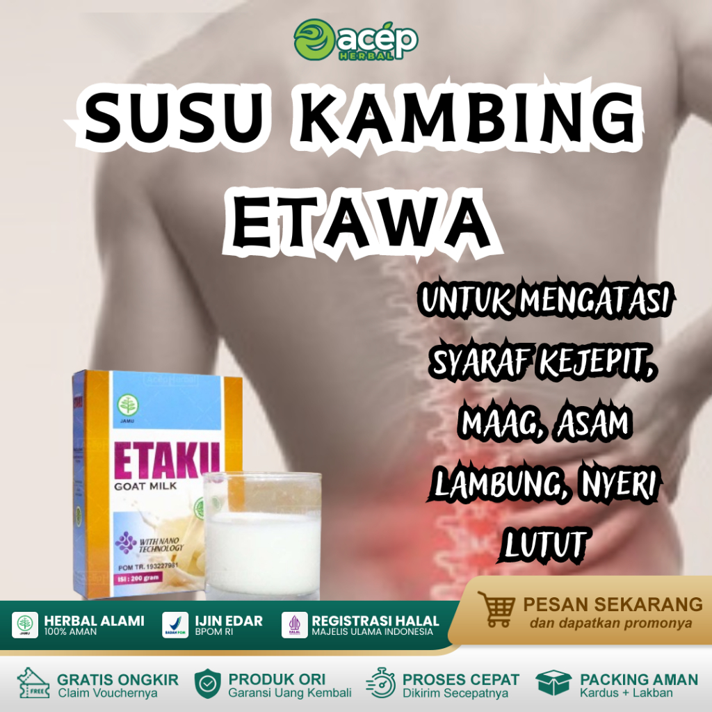 

Susu Kambing Etawa Etaku Untuk Mengobati Syaraf Kejepit Nyeri Lutut 100% Produk Asli
