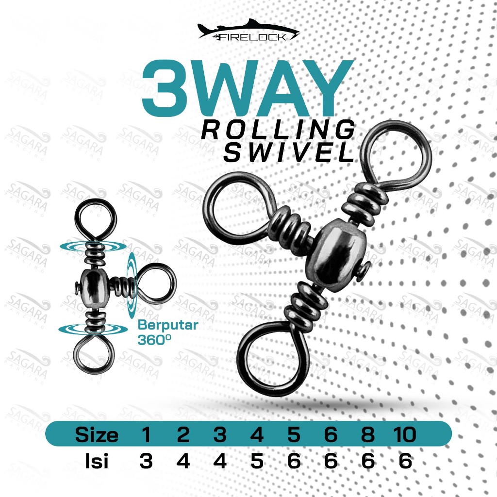 Rolling Swivel 3 Cabang Three Way Rolling Swivel Firelock
