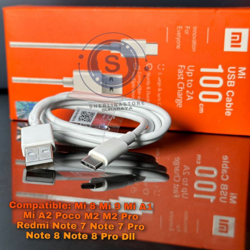 KABEL DATA TYPE C XIAOMI FAST CHARGER XIAOMI REDMI 9/Note 7/Note 8/Note 9/Note 10/5x A1/Poco F1/ M3 
