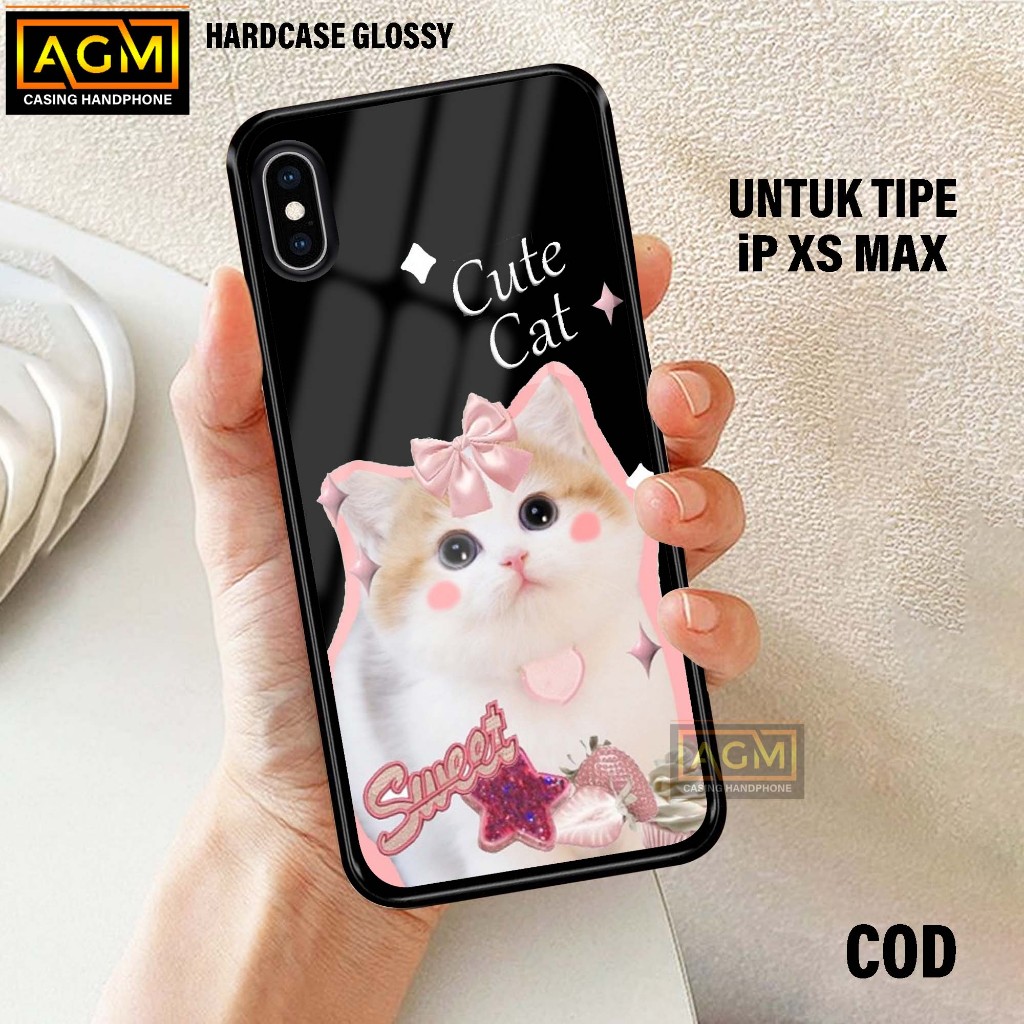 Case IPhone XS MAX Terbaru Case kilau - New Case Glossy casing Hp IPhone XS MAX [Motif CUTE CAT] - A