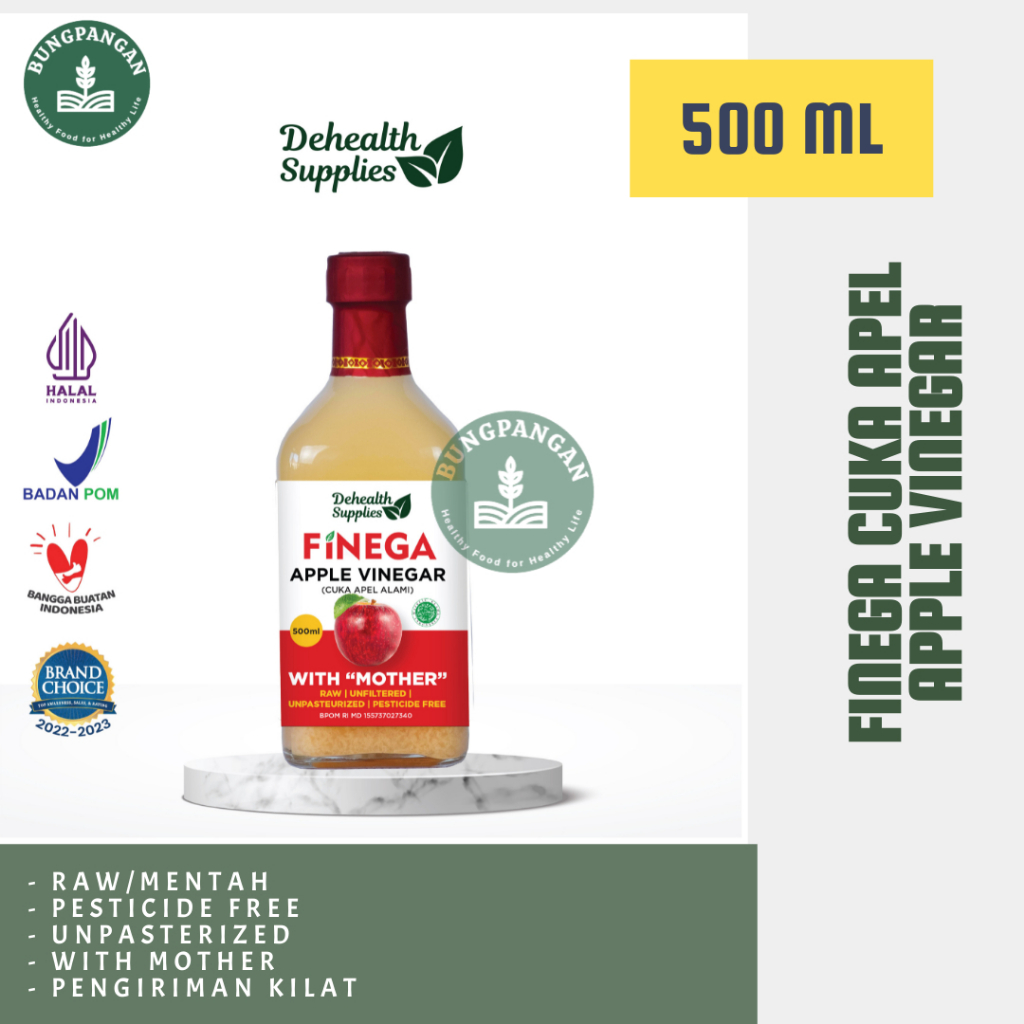 

Finega DeHealth Apple Vinegar/ Cuka Apel Alami - Botol Kaca 500 ml