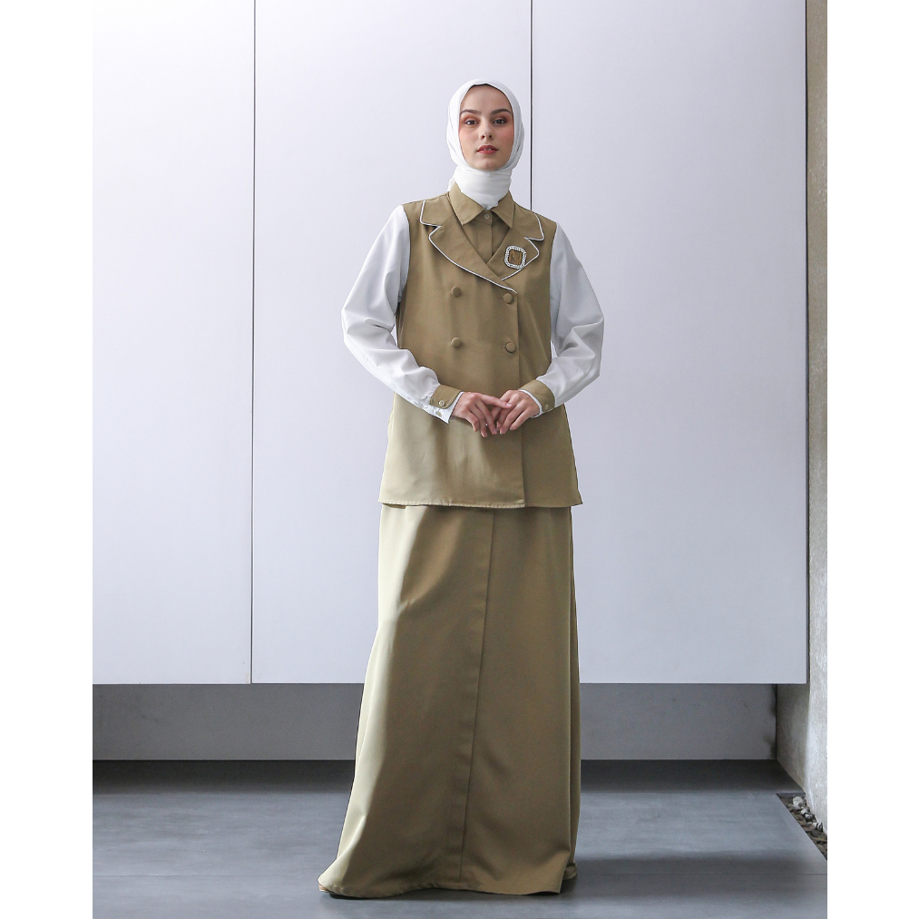 Nina Nugroho - 2in1 Leather Broken White Dress