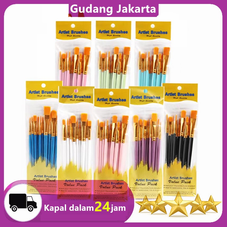 

10PCS/SET Brush Kuas Cat Air Cat Minyak Lukis Acrylic