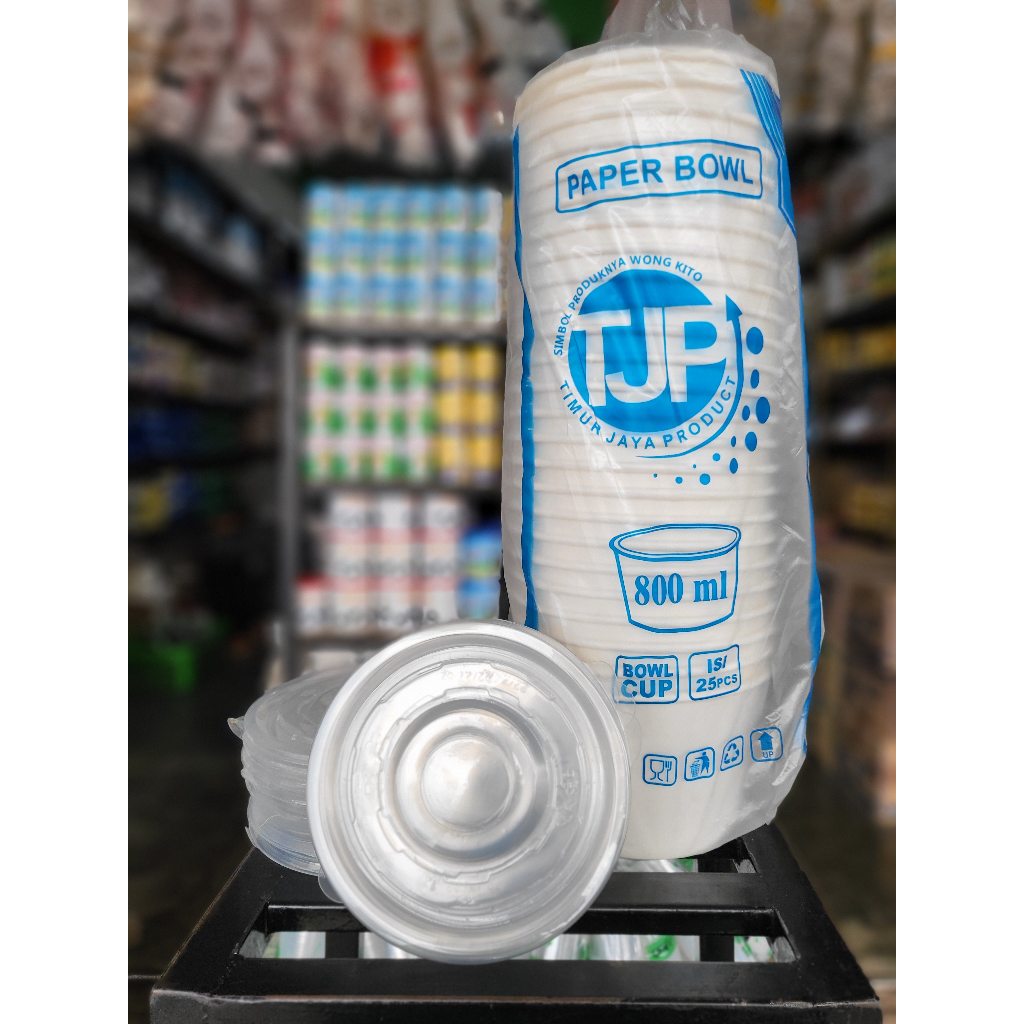 Paper Rice Bowl TJP isi 25 plus tutup Ukuran 360 ml/ 650 ml/ 800 ml