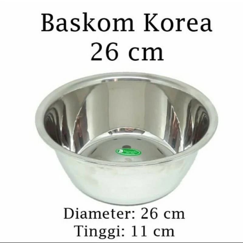 BASKOM STAINLESS/BASKOM KOREA/BASKOM STAINLESS UKURAN 26CM/BASKOM