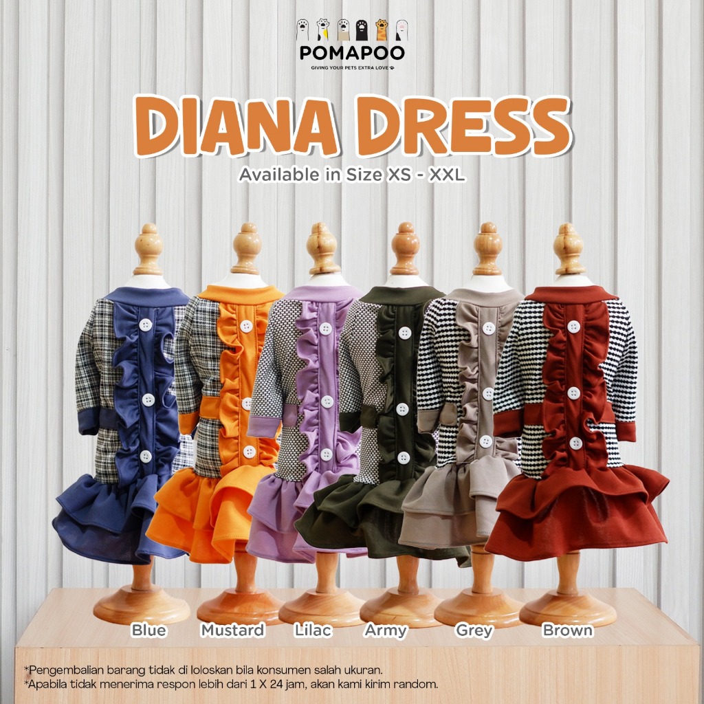 POMAPOO - Baju Kucing dan Baju Anjing Diana Dress