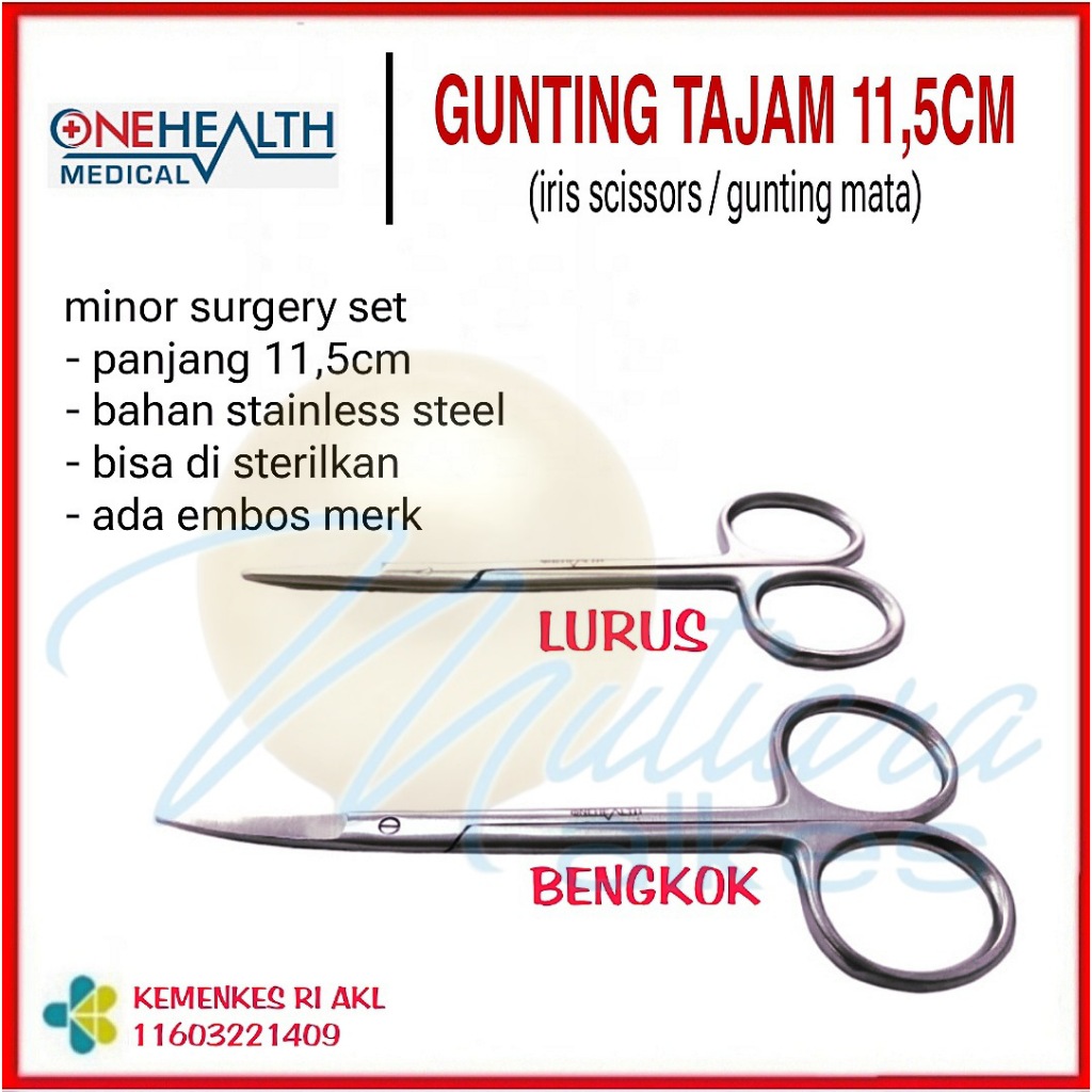 

(MUTIARA ALKES) IRIS SCISSORS 11,5cm Gunting Mata 11,5cm Gunting Tajam Tajam 11.5cm ONEHEALTH