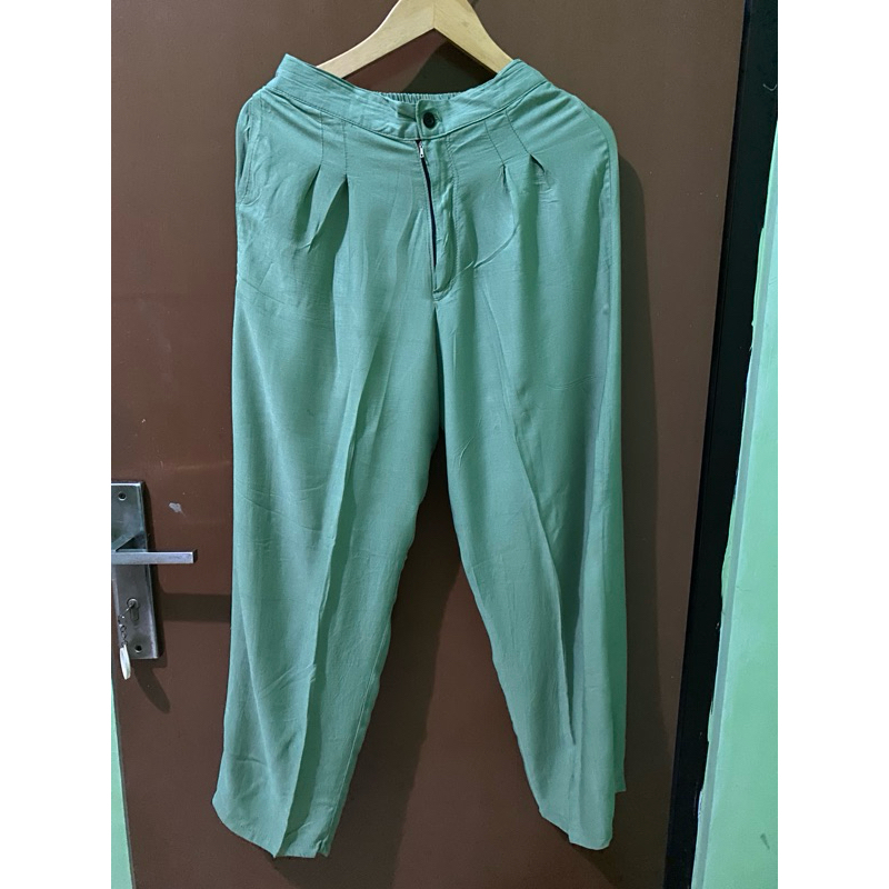 [PRELOVED] Celana Kulot Panjang HW Highwaist Kantong Kancing Resleting Rayon Premium A038 Sukawatigr