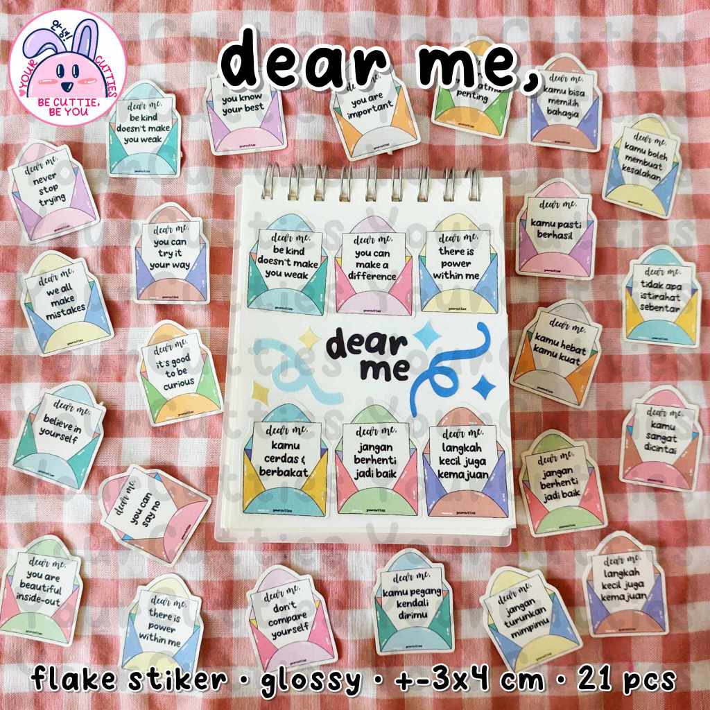 

[FLAKE] STICKER DEAR ME SURAT CINTA SEL REMINDER SELF LOVE QUOTE AESTHETIC RAINBOW TYPEWRITING TULISAN