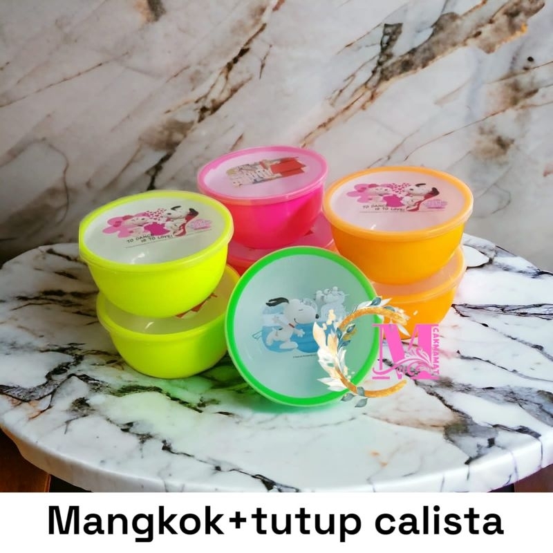 Mangkok Calista plus tutup mangkok plastik bulat karakter