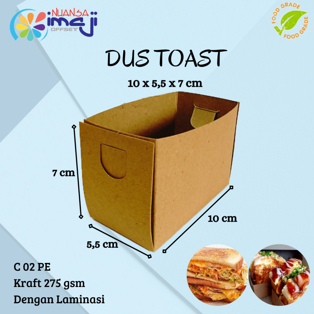 

Dus Toast C 02 Uk. 10x5,5x7 cm Dengan Laminasi
