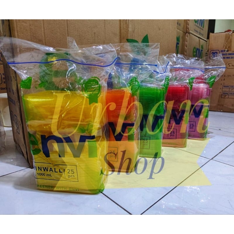THINWALL ENVI FULL COLOUR 1000ML, PERSEGI PANJANG, ISI 25PCS, MURAH.