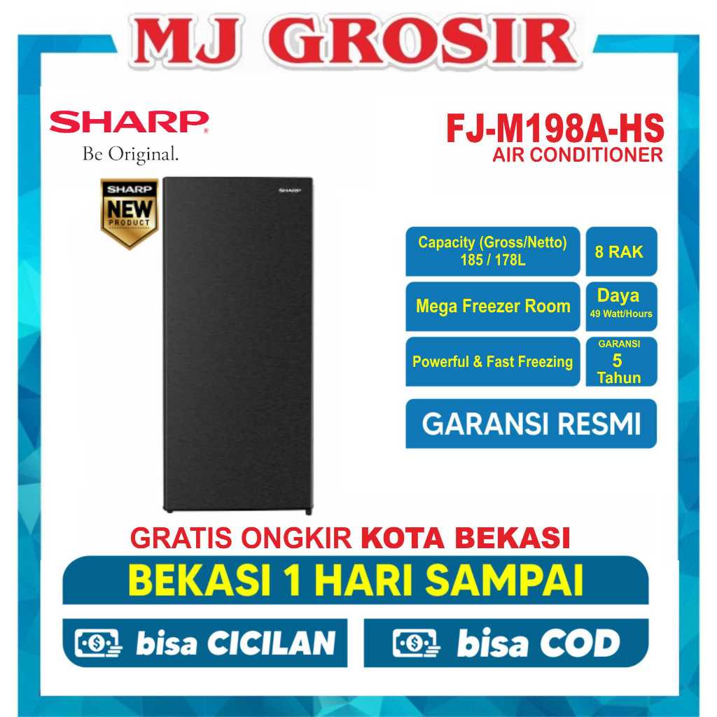 SHARP FREEZER FJM 198 AHS FJ-M198A-HS / GF 24 DC /  FR 20 VF  8 RAK / 6 RAK FREESER ES BATU ASI DLL