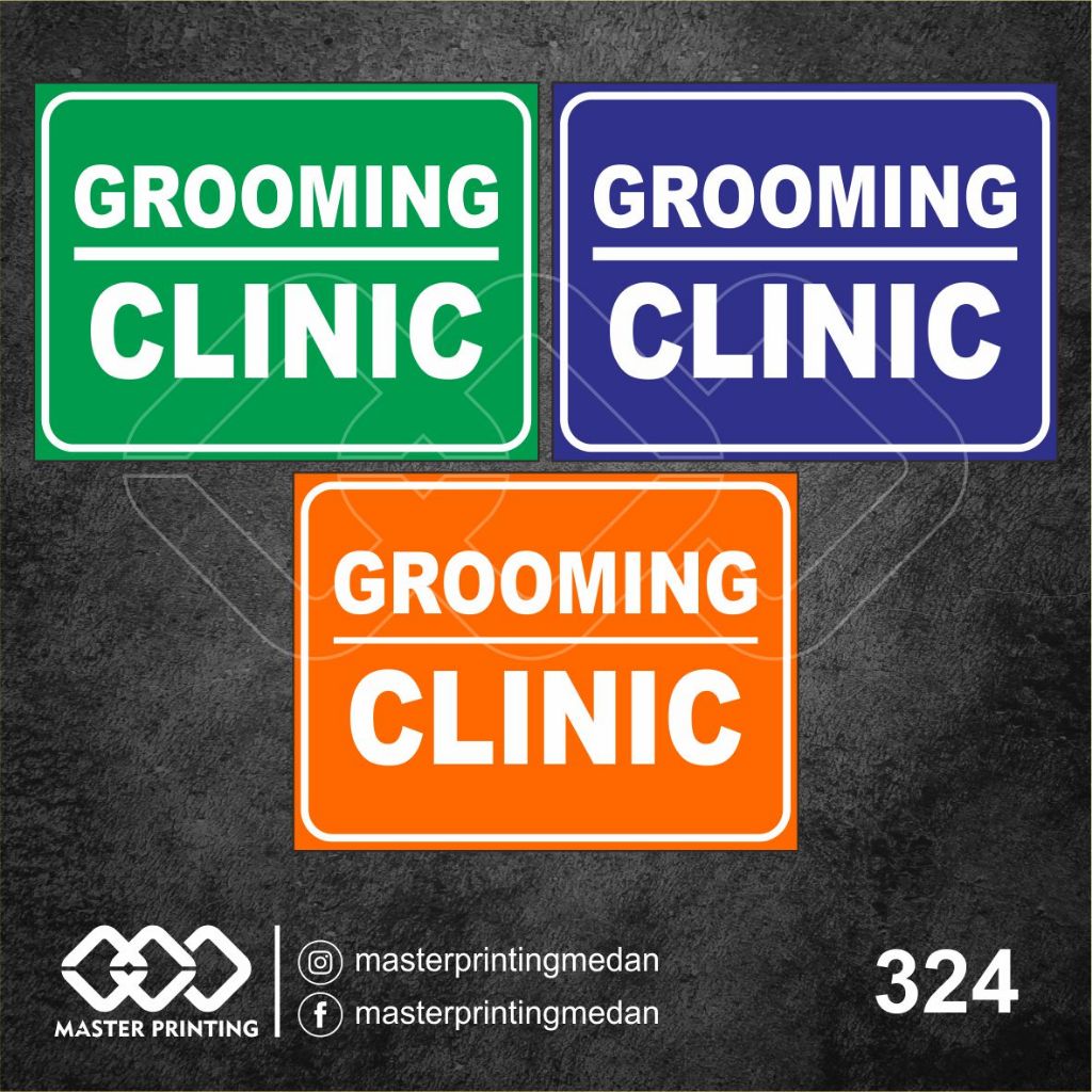 

324 - Stiker Grooming Clinic, Sticker Vinyl, Premium, Tahan Air, Termurah, dan Bisa Custom