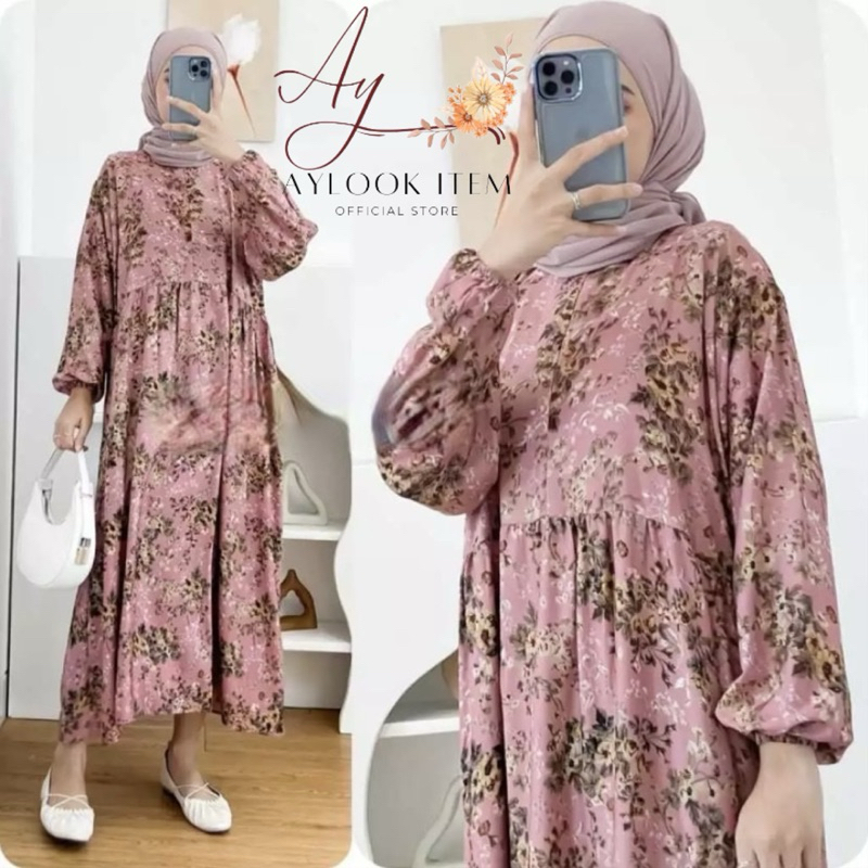 MIDI DRESS WANITA RAYON  / GAMIS RAYON ADEM BUMIL BUSUI FRIENDLY JUMBO-7