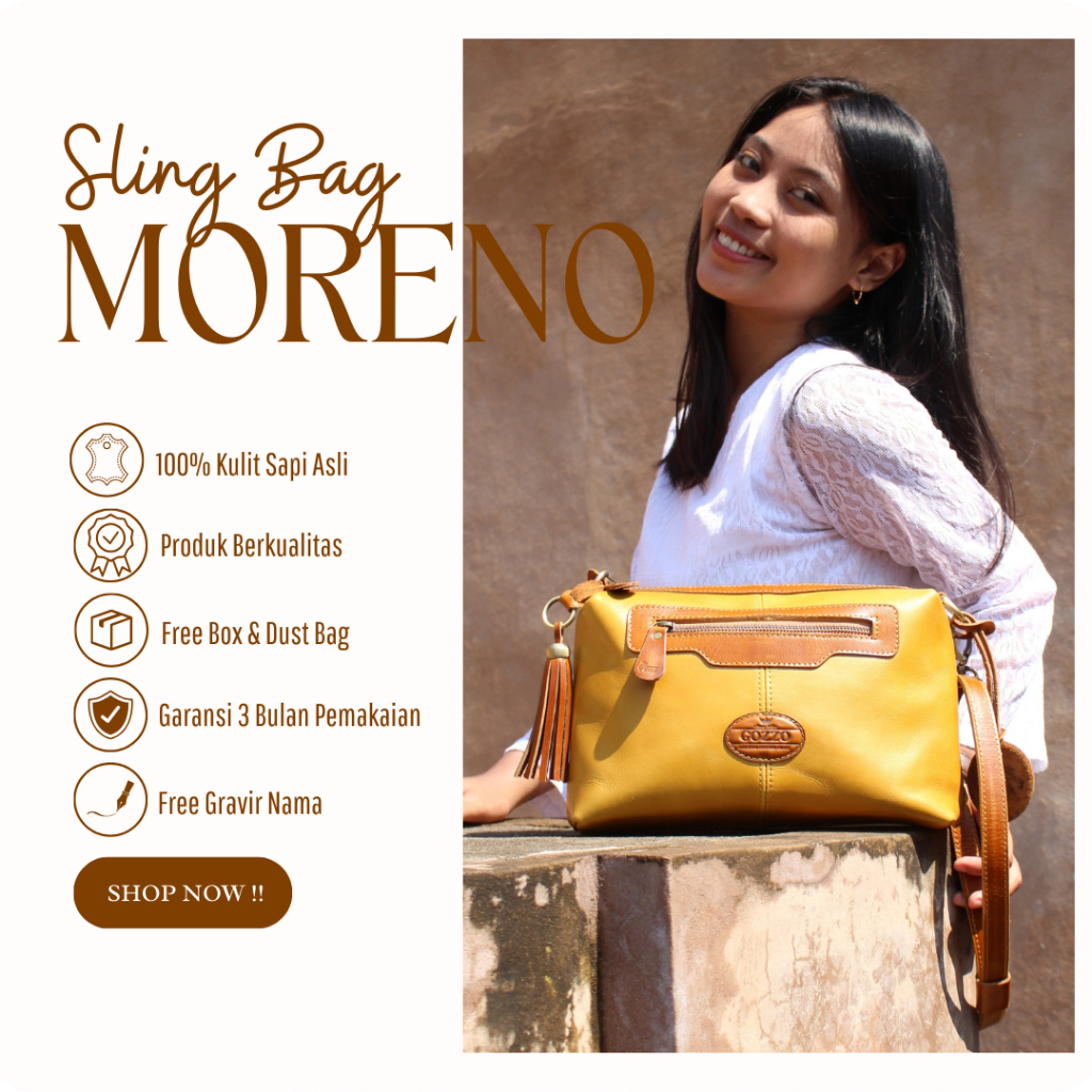 Gozzo Leather Tas Selempang / Sling Bag Wanita Kulit Asli MORENO / Free Gravir Nama