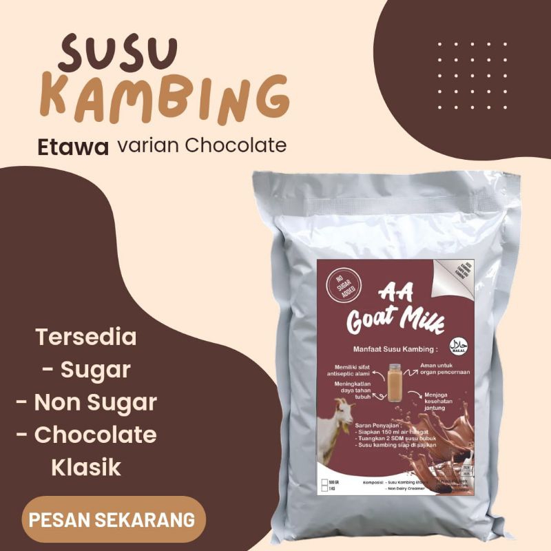 

Susu kambing etawa bubuk varian coklat klasik / susu kambing coklat / chocolate / susu kambing bubuk chocolate / susu kambing bubuk tanpa bau kambing