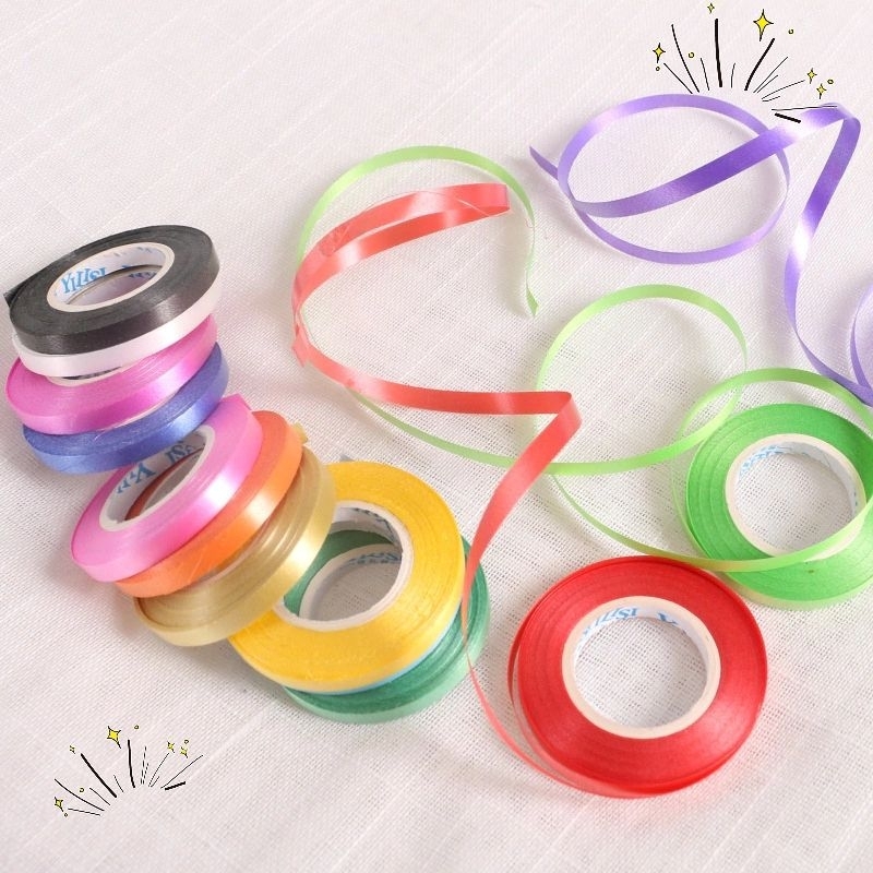 

Pita Balon 1 Roll / Pita Balon 1roll / Pita Balon panjang 10 meter / Curly Ribbon / Pita Balon panjang 10m