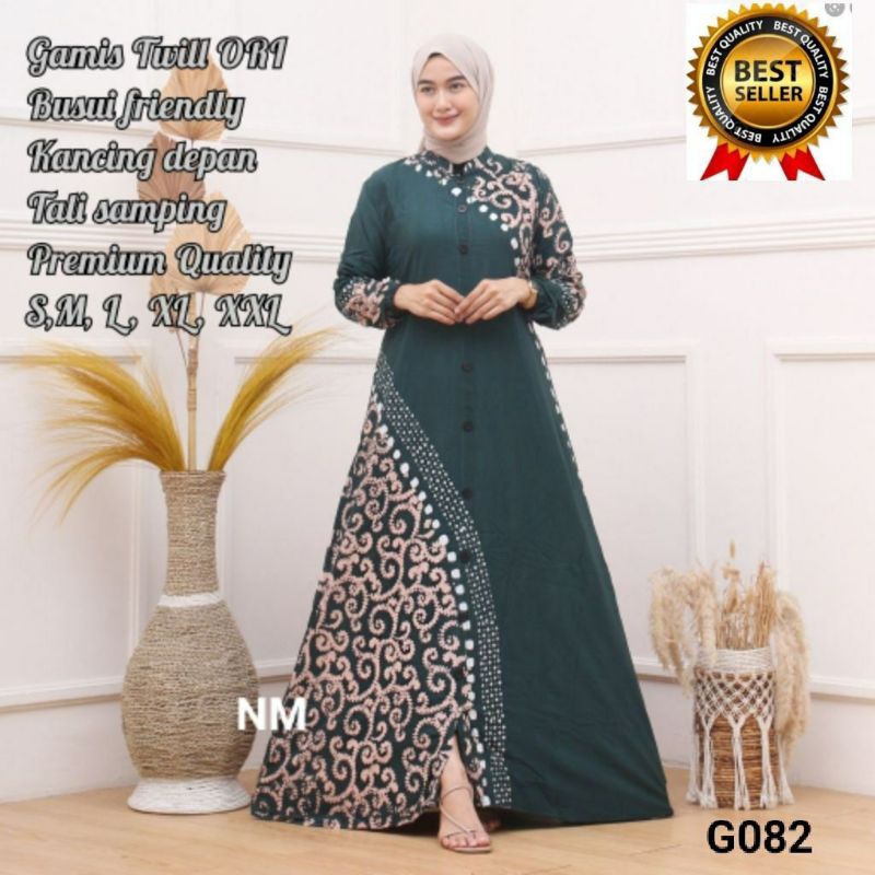 Gamis twill Ori Hijau BotoL/full kancing depan