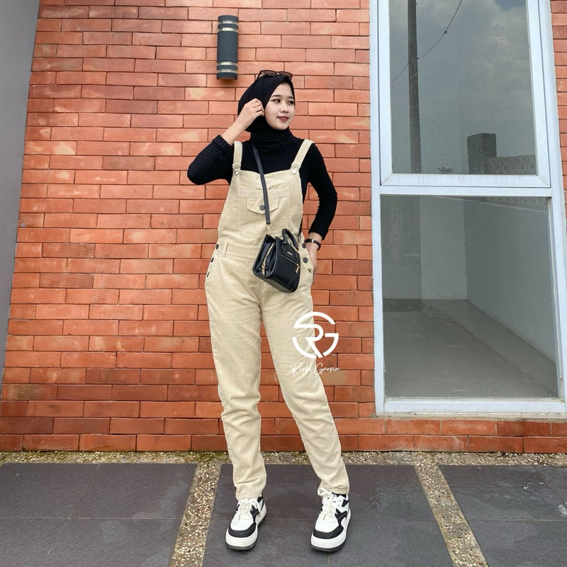 NAOMI Overall Corduroy Premium Jumpsuit Celana Wanita Kekinian Korean Style