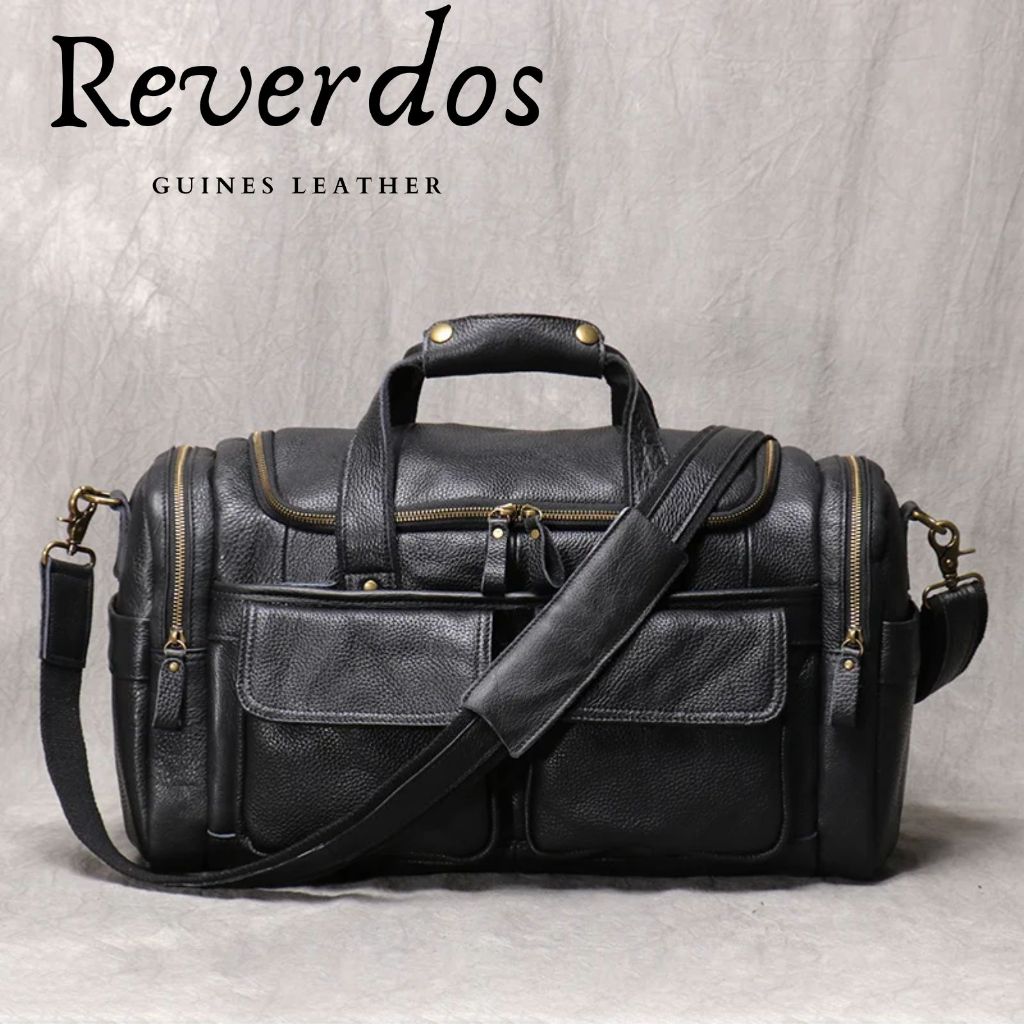 Tas Travel Kulit Asli Vintage Pria Wanita Kapasitas Besar Kulit Asli - Tas Perjalanan Bisnis