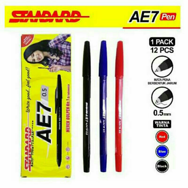 

PULPEN STANDARD AE7 / PEN BOLPOIN STANDARD AE-7 (12 PCS)