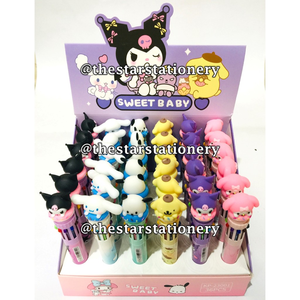 

(1 Biji) Bolpen 10 Warna Sanrio KP-23001 / Ball Point Cetek 10 Warna Banyak Motif Karakter