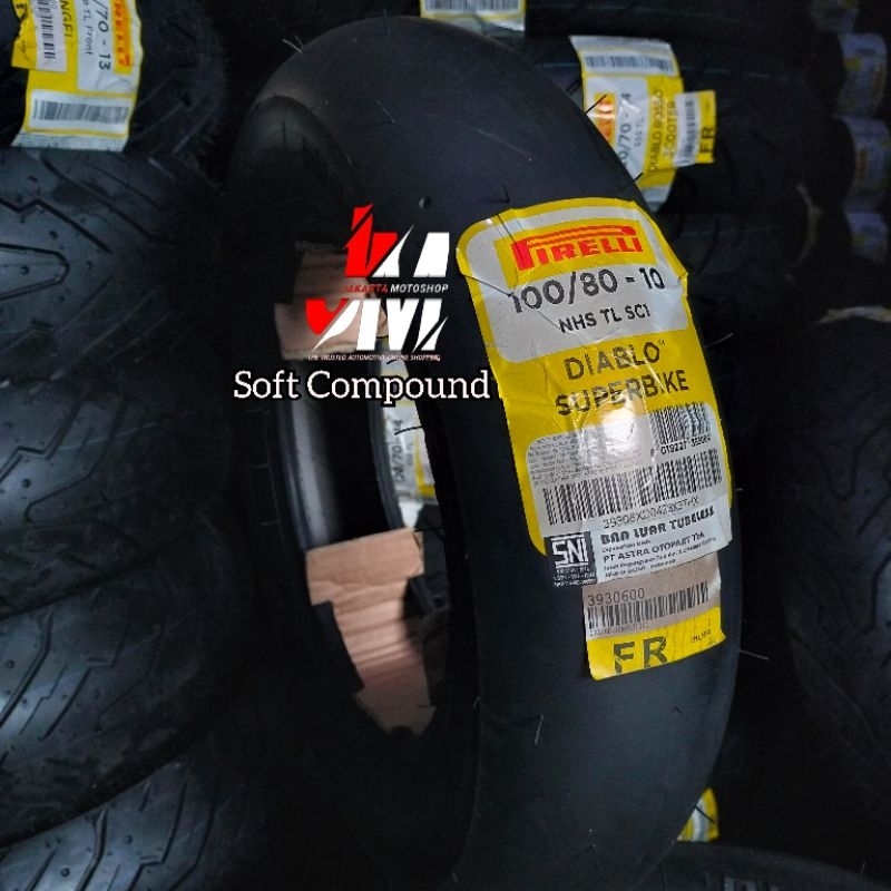 (For Race ) Ban SLICK Pirelli Diablo Superbike 100/80-10 (Tubless) - Soft Compound