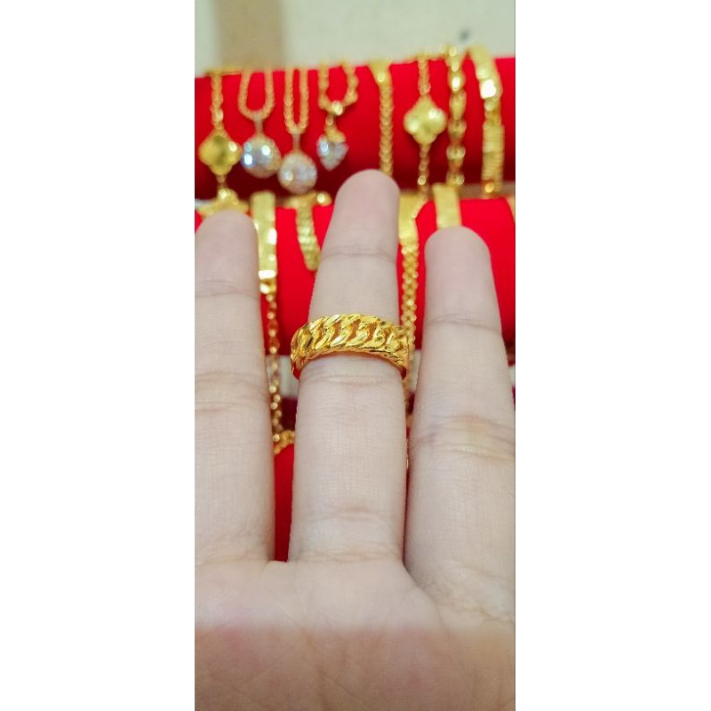 Cincin Motif Rantai Kecil Seperti emas 24Karat