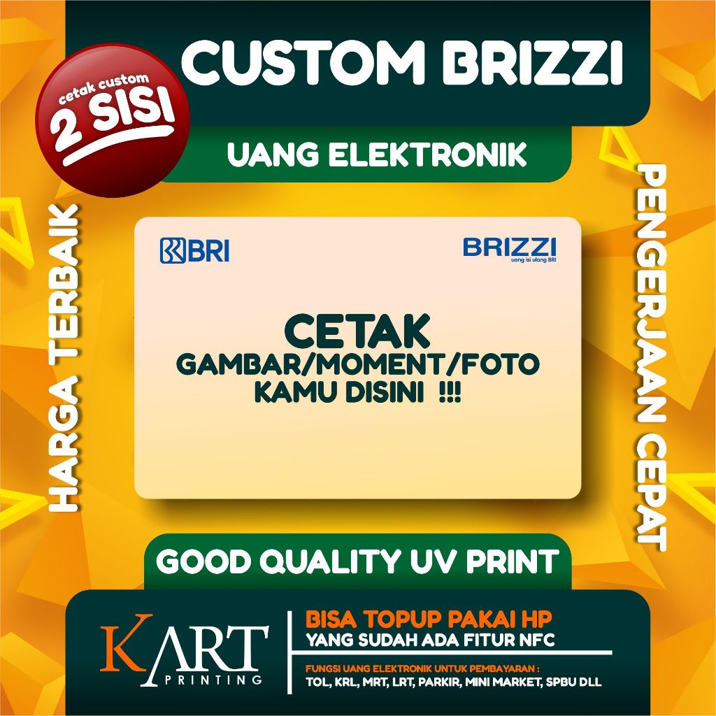 Kartu Brizzi Etoll BRI Custom 2 SISI | Brizzi Card Custom BRI PRINT UV