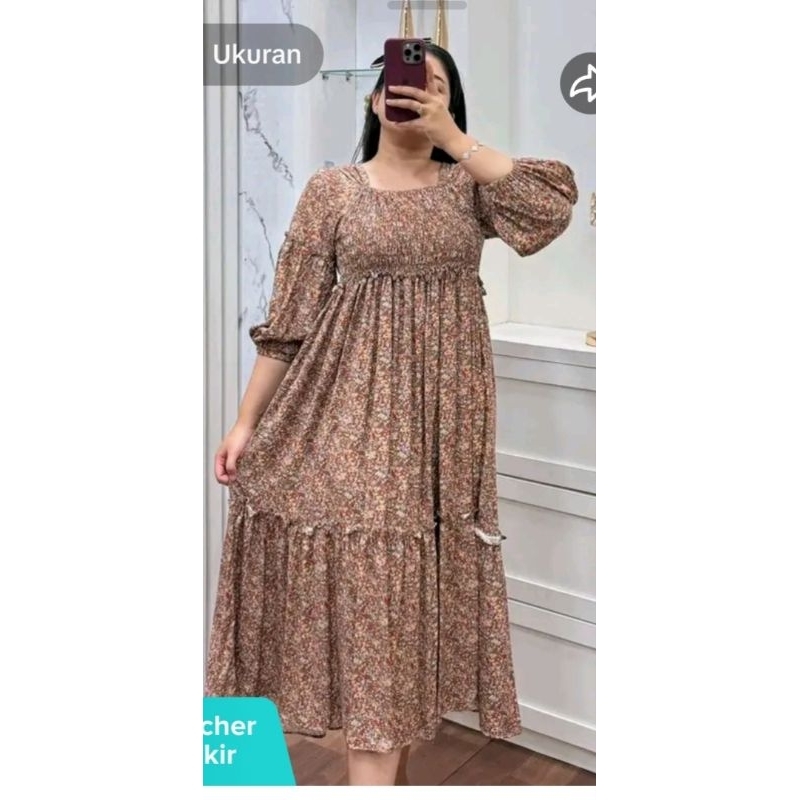 dress balon smook bunga kecil