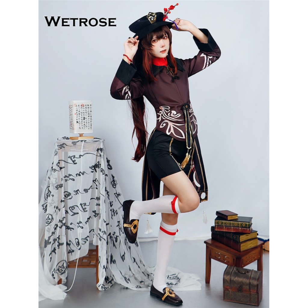 【Wetrose】Genshin Impact Hutao Cosplay Wanita Women Costume Kostum Full Set, Hutao Wig