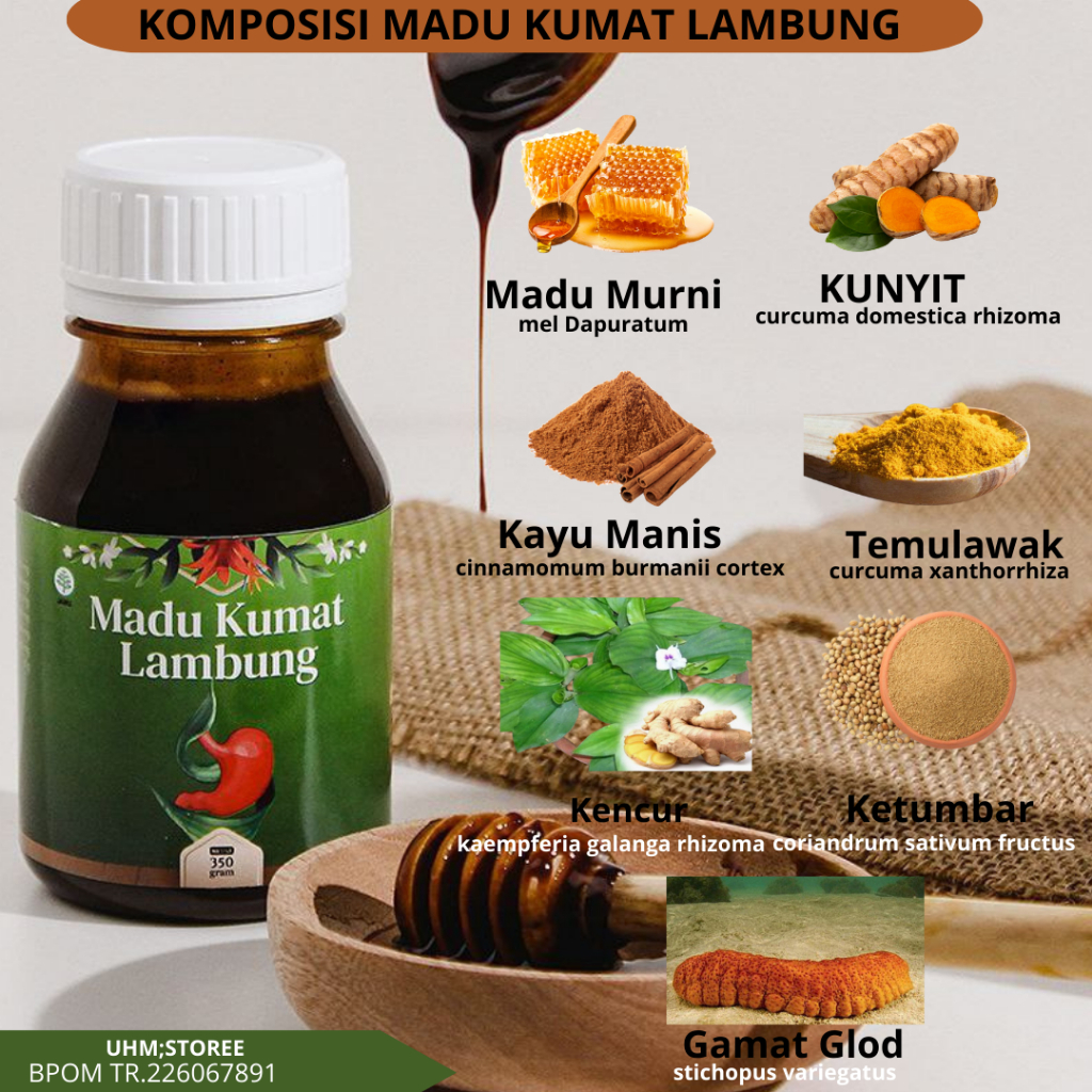 Madu lambung-Madu herbal Lambung-madu kunyit kumat lambung-Obat Lambung Maag Kronis Gred