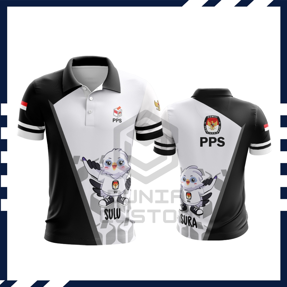 Baju Polo Pria PPS Pemilu 2024 Lengan Pendek Panjang Fullprint || Kaos Baju Jersey Pria PPS Pemilu 2