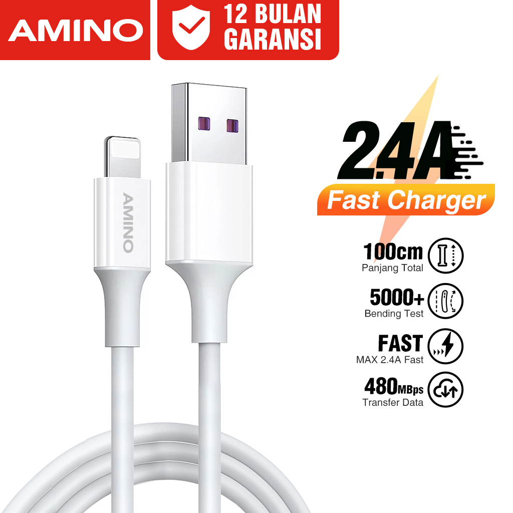 Kabel Data Charger Untuk Iphone Original AMINO  Cable data Fast Charger 1M For IP 15 Pro Max 14 13 1